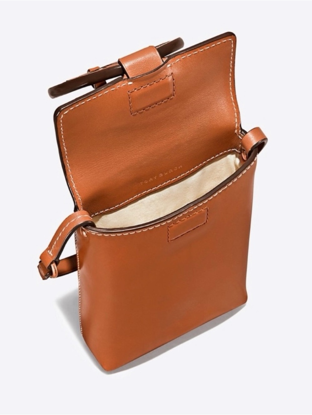 Tory Burch Leather Phone Crossbody in Cognac Brown - Picture 6 of 6